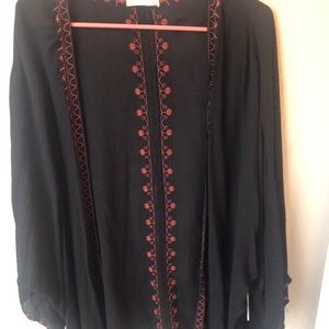 Altar’d State Black Kimono with red lace trim
